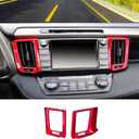 BOYUER for Toyota RAV4 2013 2014 2015 2016 2017 2018 2PCS ABS Dashboard Central Console Air Conditioning A/C Vent Panel Frame Interior Decoration Trim Accessories(Red) Enhance Fashion Sense