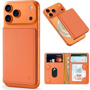 TUCCH for Magsafe Wallet with 6 Card Holders, RFID Blocking [Clear ID Window] PU Leather Men Women Folio Magnetic Phone Wallet for iPhone 17/16/15/14/13/12/Plus/Air/Pro/Pro Max Series, Orange
