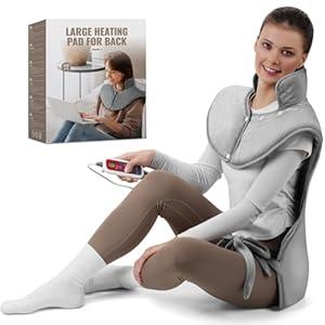 Qfun 24"x40" Extra Large Heating Pad for Back Pain Relief, XXL Heat Pad for Neck and Shoulder Electric Heating Pad with 6 Heat Settings, Auto Shut-Off,Heated Pad Christmas Gifts for Women Men
