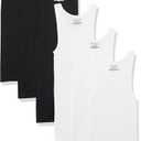 Amazon Essentials Men's Slim Fit Breathable Cotton Tank Undershirts, Pack of 6 (XX-Large, Black/White)