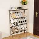 JZM Shoe Rack Storage, Narrow 4 Tier Metal Shoe Storage Shelf, Free Standing Shoe Racks, Space Saving Shoe Rack Organizer for Entryway, Hallway, Bedroom, Living Room(12-16 Pair) (Grey)