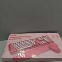 Wireless Keyboard and Mouse Combo - Round Keycaps, Full-Size Retro Typewriter Keyboard with Detachable Wrist Rest, Sleep Mode & Tilt Legs, 2.4GHz Cordless Connection for Mac/Windows/PC (Hot Pink)