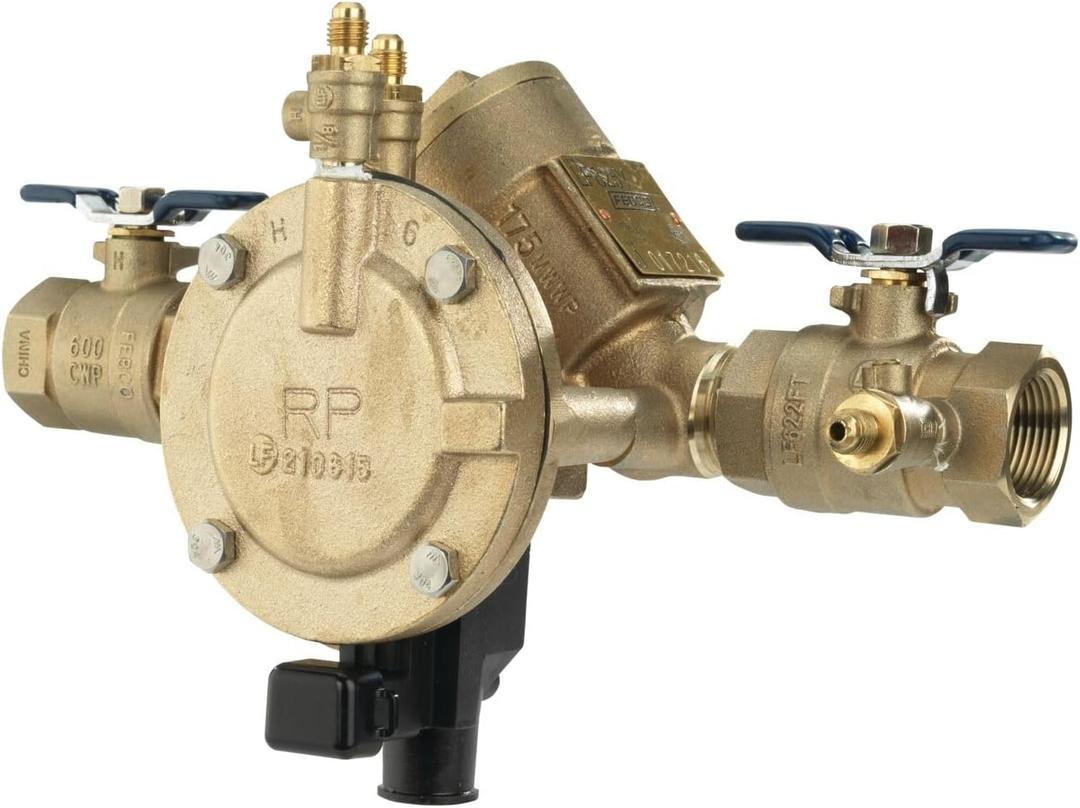 Febco 825Y Series 1" Bronze Reduced Pressure Zone Backflow Preventer Assembly, Quarter Turn Shutoff, NPT End Connections, Y Pattern, Flood Sensor with SentryPlus Alert Technology for Relief Valve