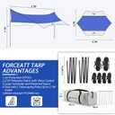 Forceatt 12x14FT Waterproof Anti-UV Camping Tarp with 2 Poles (UPF50+), Lightweight Sun Shelter for Car, Tent, Hammock in Hiking, Backpacking, Garden and Traveling