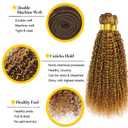 Honey Blonde Bundles Huamn Hair Highlight Curly Wave Human Hair Bundles 20 20 20 Inch Brazilian Virgin Remy Hair Extensions Deals #P2730 Honey Brown Bundle