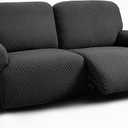ULTICOR Extra Wide 75" - 100", Reclining 2 Seater Sofa, Extra Wide Reclining Love Seat Slipcover, 6-Piece Jacquared Fabric, Reclining Sofa Covers, Thick, Soft, Washable (Black)(Style 1)