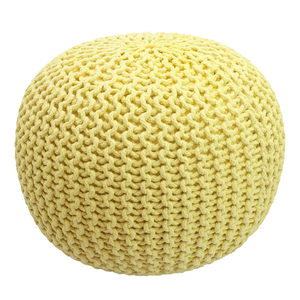FRELISH DECOR Round Pouf Ottoman Hand Knitted 100% Cotton Pouf Foot Stool - Knitted Bean Bag - Floor Chair for Living Room Bedroom - Foot Rest for Couch (20 Diameter x 14 Height) - Yellow FRELISH DECOR Round Pouf Ottoman Hand Knitted 100% Cotton Pouf Foot Stool - Knitted Bean Bag - Floor Chair for Living Room Bedroom - Foot Rest for Couch (20 Diameter x 14 Height) - Yellow