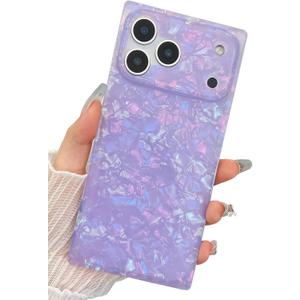BANAILOA Compatible with iPhone 17 Case Rectangle for Women,Luxury Sparkle Colorful Shell Protective Soft Slim Girly Cover Designed for 17-6.3 inch (Purple Shell)