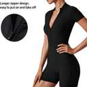 Women Bodysuit Zip Tummy Control Yoga Workout Work Out Gym Set for Athletic Rompers Romper Leotards One Piece Outfit Sexy. L Size