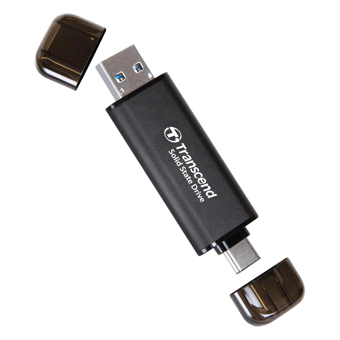 Transcend ESD310 256GB External SSD, Up to 1,050MB/s, Dual USB Flash Drive for iPhone/iPad/Mac/Windows, Android/Tablet/PC, USB 3.2 Gen 2 Thumb Drive Photo Stick, 2-in-1 Type C &Type A Memory Stick