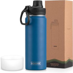 KOODEE 26 oz Insulated Water Bottle Stainless Steel Double Wall Vacuum Metal Sports Water Bottle with Leakproof Spout Lid, Wide Mouth Water Bottle (Navy)