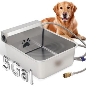 5Gal/20L Automatic Water Dispenser for Dogs,Large Size Stainless Steel Bowl,Self Filling Auto Water Bowl Outdoor for Livestock Animal Drinking