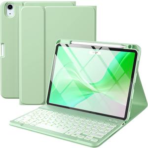 Harvopu Compatible for iPad Air 11-inch/ 10.9"Air 5th 4th Generation Case with Keyboard -Backlit Detachable, Folio Keyboard Cover with Pencil Holder for iPad Air 11 Inch M4/M3/M2, Air 5/ Air 4 (Green)