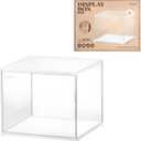 Rolife Acrylic Display Case Dust Cover for Collectibles, Stackable Showcase Dustproof Protection with White Base with Door for Shoes,Books,Toys,Collectibles Memorabilia Figurines(11.3''x9.6''x9.3'')