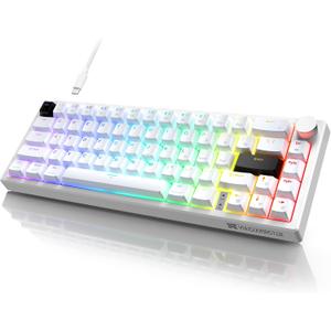 X82 Wired Gaming Keyboard with Volume Knob,60% Mechanical Keyboard Gasket Mount RGB Backlit with Software,Mini Keyboards with 66 Keys Hot Swappable Red Switch,Translucent Characters White