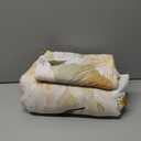 LONAVA Floral Queen Size Bed Sheet Set, 6 Piece, Deep Pocket Beige Fitted Sheet, Comfy & Breathable Patterned Flat Sheets, Premium Microfiber, Gold Painted Flowers Printed