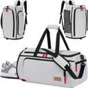 Lifewit Gym Bag for Men & Women with Shoe Compartment, 40L Carry On Duffle Bag for Travel, 3 In 1 Waterproof Weekender Workout Overnight Sports Backpack with Dry and Wet Seperation, Silver Gray