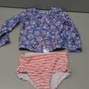 UMELOK Toddler and Little Girls Rash Guard Sets with Bikini Bottoms Swimwear (3-6 Months, Light Purple/Pink, Floral/Stripe)