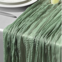 GARIG Single Dusty Sage Green Table Runner for Summer, 10FT Boho Sheer Spring Gauze Cheesecloth Table Runner 35x120Inch for Mother's Day Wedding Party Baby Bridal Shower Birthday Home Decor