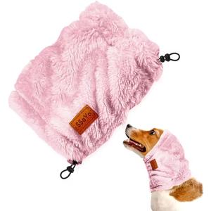 Dog Ear Muffs Noise Protection - Soft Calming Hood for Anxiety Relief, Fireworks, Thunder, Grooming & Vet Visits - Elastic Headband & Comfortable Neck Warmer for Travel (Pink, Large)