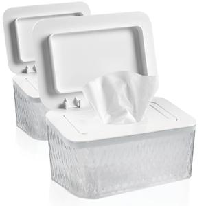2 Pack Baby Wipes Dispenser Wipe Holder - Larger Capacity Wet Wipe Dispenser Box Wipes Container for Bathroom Keep Wipes Moist and Fresh