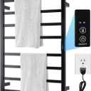 Towel Warmer Heated Towel Bar-Rack - Nopwer Bathroom Wall Mounted Electric Towel Drying Plug-in Matte Black 8 Bars