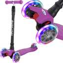 Scooters for Kids 3 Wheel Kick Scooter for Toddlers Girls & Boys, 4 Adjustable Height, Lean to Steer, Extra-Wide Deck, Light Up Wheels for Children from 3 to 14 Years Old