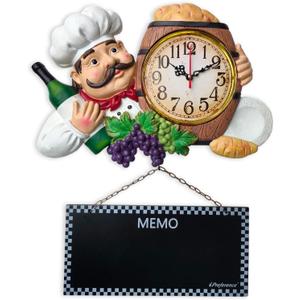 2 in 1 Wall Clock and Black Board with Chef Dcor Display and Leave Your Message on The rewritable Black Board, Decoration/Home/Kitchen/Livingroom/Dining Room/Restaurant/Bar/Cafe