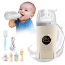 Portable Milk Warmer for Travel, On The Go Baby Bottle Warmer, Waterless Bottle Warmering with Battery-Powered for Home Outdoor, Fast Heating & Precise Temperature Control with LCD Display