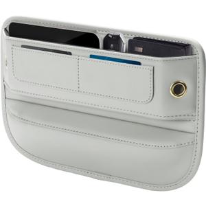 Universal Fit Premium Leather Car Seat Gap Filler Organizer, Center Console Organizer with Card Slots, Clever Gifts for Car SUV Truck Owners (Beige, 1 Pack)