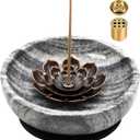 SuperLarge Handmade Natural Marble Incense Holder for Sticks and Cones-with 9 Holes, Multi-Functional Incense Burner Holder for Incense Sticks and Cones, Perfect Home Decor (5.91inch) (Wood Grain)
