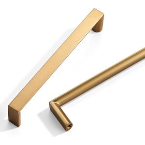 10 Pack Brushed Brass Cabinet Pulls 5-inch(128mm) Hole Center Kitchen Cabient Hardware Gold Cabinet Handles Drawer Pulls,Cabinet Pulls,Cupboards, Dressers and Square Solid Metal Hardware