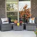 4 x Sqodok Patio Cushion Covers Replacement, Deep Seat Patio Cushions Cover Set of 4, Waterproof Seat and Back Cushions Cover for Outdoor Furniture Chair, Sofa, Couch(Grey,26.5"x26.5"x4"+26.5"x13"x4")