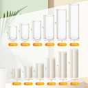 Shihanee Set of 12 Pillar Candles and Glass Cylinder Vases Assorted Sizes Cylinder Holders for Pillar Candles Home Table Centerpieces Wedding Party Decorations (Ivory)