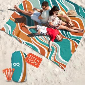 Everlasting Comfort Large Beach Blanket Waterproof & Sandproof - 80" x 80"/6.7ft x 6.7ft - Lightweight Beach Mat, Picnic Mat, Outdoor Blanket - Ideal for Festivals, Camping - Orange