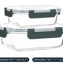 M MCIRCO [80 oz & 36 oz Extra Large Glass Food Storage/Baking Containers Set with Lids, 2 Pack 80 oz(10 cup)&2 Pack 36 oz (4.5 cup) Airtight Glass Container,Microwave,Oven,Freezer and Dishwasher