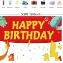 5.9x3.6ft Cartoon Birthday Backdrop Red and White Photography Backdrops for Kids Party Supplies Happy Birthday Party Decorations