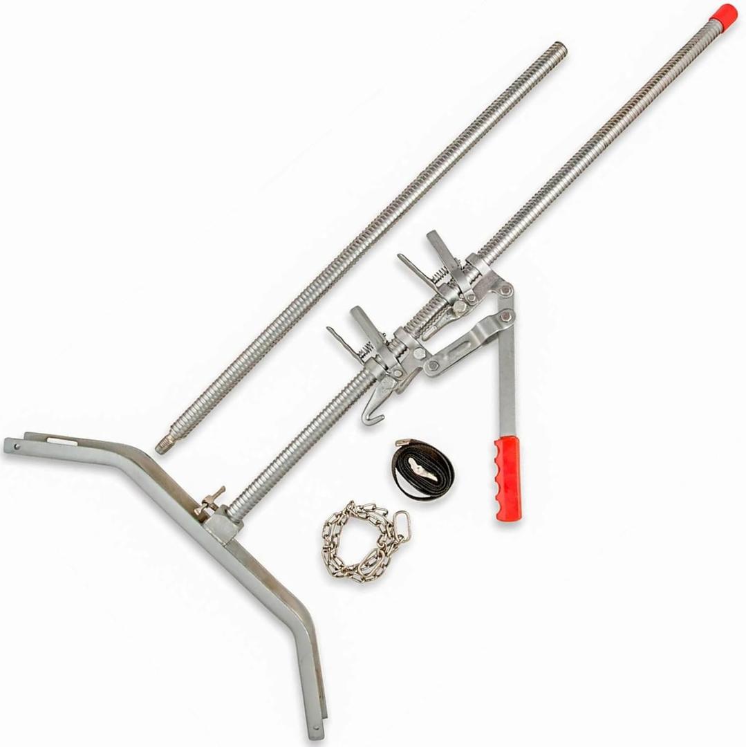 Jeffers Livestock Double Ratchet Calf Puller  Heavy Duty Stainless Steel Puller, Best Tool for Cow Deliveries, with 66" Rod, Ratchet, Extension Rod, Breechen & Strap, Heavy Duty Chains, Vet Tool