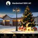 Dusk to Dawn Outdoor Lamp Post Light with Outlet, Black 3-Head | Photocell Sensor, Extra Waterproof Outlet, Hardwired 120V AC, 100% Aluminum Street Light, For Patio, Yard, Walkway, Garage