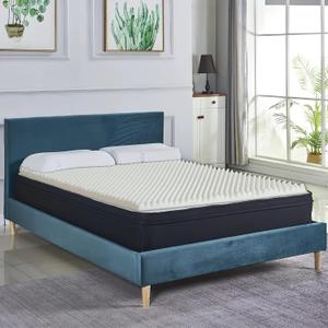 Greaton, Convoluted High Density Foam Mattress Topper, CertiPUR-US Certified for Superior Comfort and Support, Queen, White