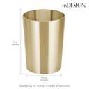 mDesign Stainless Steel Round Metal Trash Can, Small 2.8 Gallon Wastebasket, Garbage Basket Bin for Bathroom, Bedroom, Kitchen, or Home Office, Holds Waste and Recycle, Mirri Collection, Soft Brass