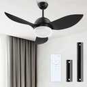 ROMASS Ceiling Fan with Lights Remote, LED Black Ceiling Fans 38" with Quiet DC Reversible Motor 6-Speeds Dimmable Light Ceiling Fan Indoor/Outdoor for Bedroom, Kitchen, Dining Room, Patio, White Fan Inside