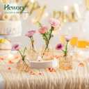 Hewory Small Glass Vases for Flowers: Set of 28 Mini Bud Vases for Tables Centerpieces - Vintage Flower Vase for Wedding Party Home Decor(Champagne Rose Gold)