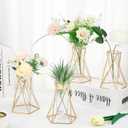 Unittype 4 Pcs Gold Geometric Vase for Centerpieces Metal Flower Stand with Glass Cylinder Hydroponic Plant Flower Modern Vase for Home Floor Office Wedding Bridal Shower Party Favor