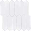 CHIHUT 16 Sheets 12''x12'' White Glossy Long Hexagon Peel and Stick Backsplash Tiles 3D Modern Minimalist Self Adhesive Stick on Tiles Waterproof Renter Friendly Backsplash for Kitchen Bathroom