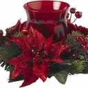 Nearly Natural Poinsettia & Berry Candelabrum