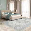 8x10 Soft Washable Area Rugs for Living Room and Bedroom, Non-Slip Stain Resistant Indoor Carpet, Cozy Floor Mat for Dining Room, Office, Under TableStain Resistant Green Floral