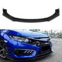 Front Lip Fits 2017-2021 Honda Civic Sedan, Gloss Black - WheelX