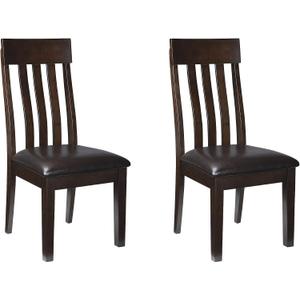 Signature Design by Ashley Haddigan Faux Leather Cushioned Rake Back Dining Chair, 2 Count, Dark Brown