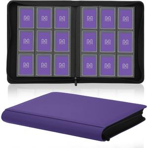Toploader Binder,Trading Card Binder Storage Hold up 288 Cards 9-Pocket Top Loader Binder with Sleeves for 3"x4" Rigid Toploaders Hard Cases (9Purple6)